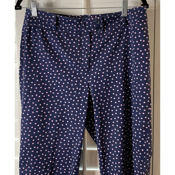 Talbots The‎ Perfect Crop Curvy Blue Pants Pink Polka Dot Size 6 Stretch Beach - Picture 2 of 9